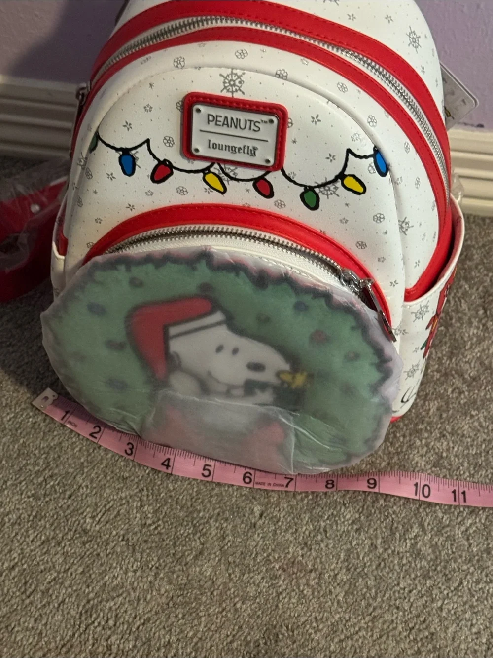 Loungefly White & Red Peanuts Snoopy Holiday  Backpack - Picture 10 of 12